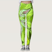Leggings Carton Mandala Flower vert et rose (Devant)