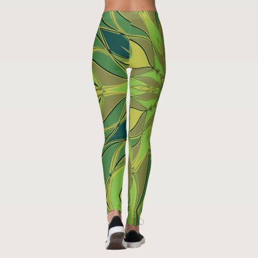 Leggings Carton Mandala Flower vert Jaune et bleu (Dos)