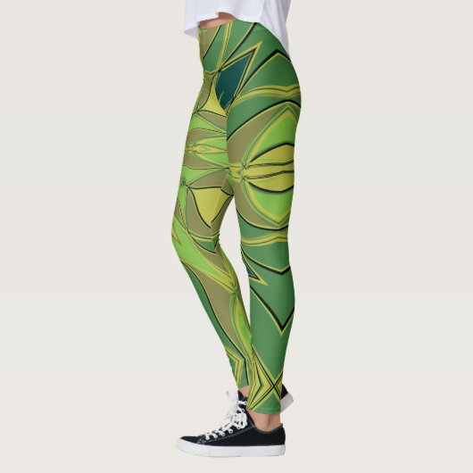 Leggings Carton Mandala Flower vert Jaune et bleu (Gauche)