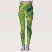 Leggings Carton Mandala Flower vert Jaune et bleu (Devant)