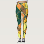 Leggings Carton Mandala jaune orange et vert (Devant)