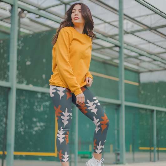 Leggings Casal Blue, Grey et Orange Motif d'art Abstrait