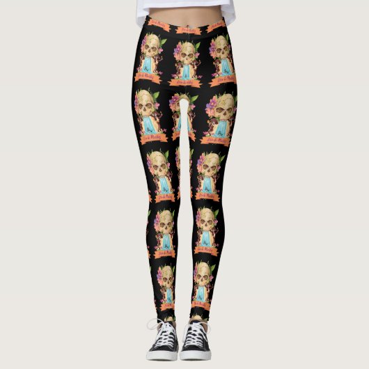 Leggings Cascade et mariachi de Dia de Muertos Skull (Devant)