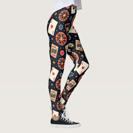 Leggings Casino pattern theme on black (Droite)