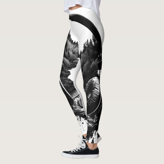 Leggings Casques Nature et Musique - Artiste noir et blanc (Gauche)