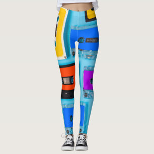 Leggings Cassette Rétro : Collection Arrière - plan Bleue