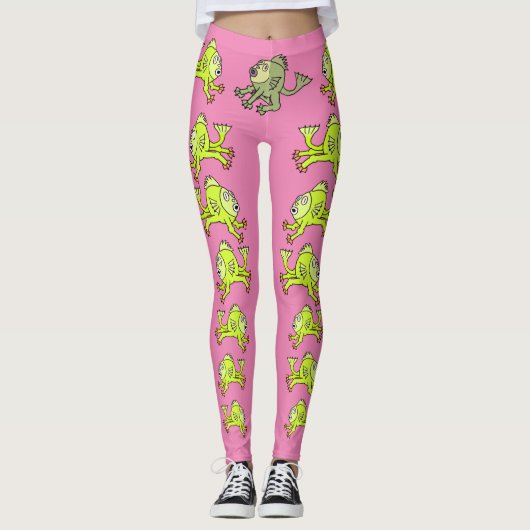 LEGGINGS CATFISH DE CARTOON CUIT, ROSE, VERT, (Devant)