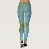 Leggings Cattails Monet Inspiré Pastel bleu et vert (Dos)