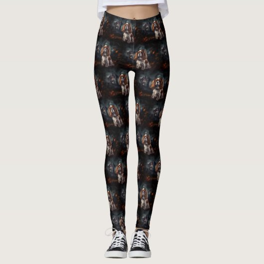 Leggings Cavalier King Charles Spaniel Halloween effrayant (Devant)