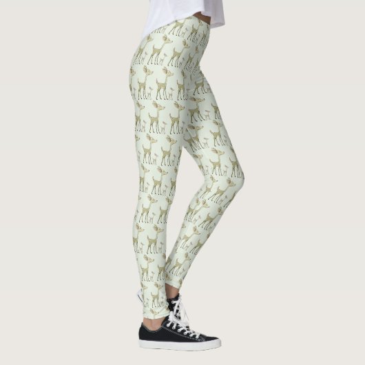 Leggings Célébration de Noël Cerfs Verts Vacances Mignon (Droite)