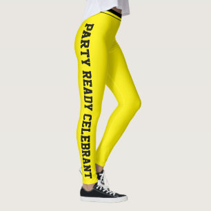 Leggings Célébration personnalisée Monogramme jaune noir An