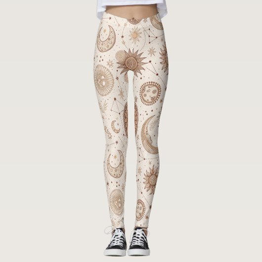Leggings Celestial Botanical Pattern (2) (Devant)