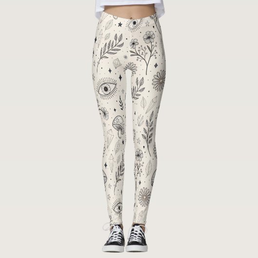 Leggings Celestial Botanical Pattern (3) (Devant)