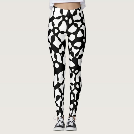 Leggings Cells Abstraction Black White (Devant)