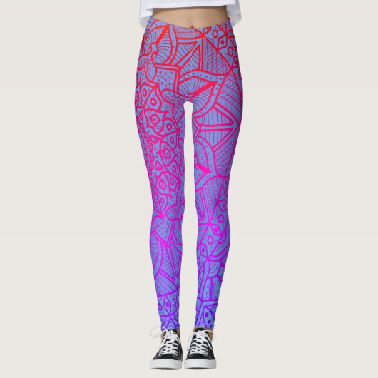 Leggings Cercle de néon Boho de mandala de la vie (Devant)