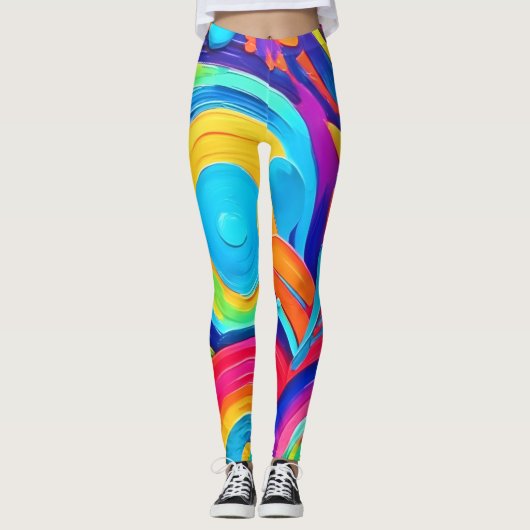 Leggings Cercles Abstraits colorés Peinture (Devant)