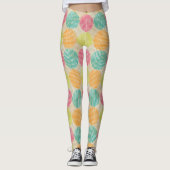 Leggings Cercles Abstraits Géométriques Colorés Sur Crème (Devant)