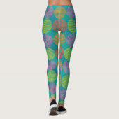 Leggings Cercles Abstraits Géométriques Colorés Sur Teal (Dos)