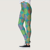 Leggings Cercles Abstraits Géométriques Colorés Sur Teal (Gauche)