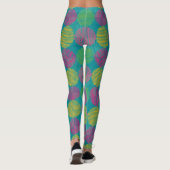 Leggings Cercles Abstraits Géométriques Colorés Sur Teal (Dos)