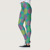 Leggings Cercles Abstraits Géométriques Colorés Sur Teal (Gauche)