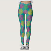 Leggings Cercles Abstraits Géométriques Colorés Sur Teal (Devant)