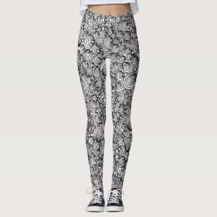 Leggings Cercles Abstraits noirs et blancs