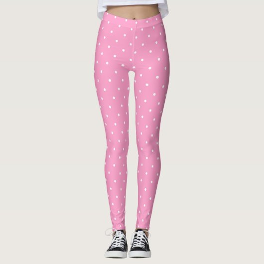 Leggings Cercles blancs mocassés rose chaud Points élégants (Devant)