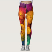 Leggings Cercles concentriques multicolores texture abstrai (Devant)