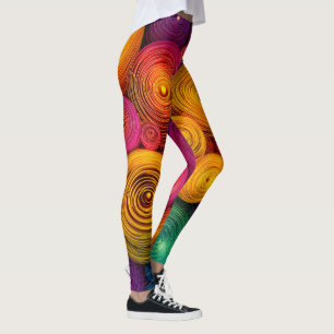 Leggings Cercles concentriques multicolores texture abstrai