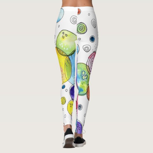 Leggings Cercles d'aquarelle colorés Abstraits (Dos)