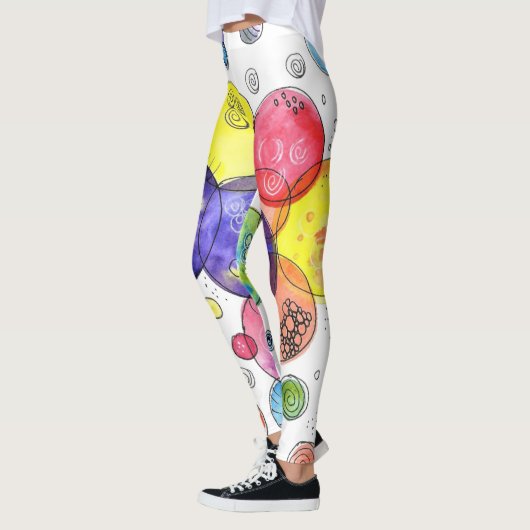 Leggings Cercles d'aquarelle colorés Abstraits (Gauche)