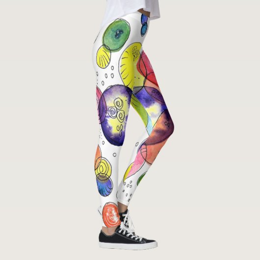 Leggings Cercles d'aquarelle colorés Abstraits (Droite)