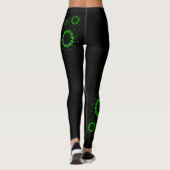 Leggings Cercles de coeurs verts conception sur noir (Dos)