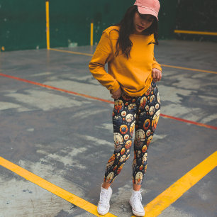 Leggings Cercles de mosaïque Abstraite Marine Orange