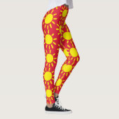 Leggings Cercles de rayons de soleil abstraits rouges et ja (Droite)