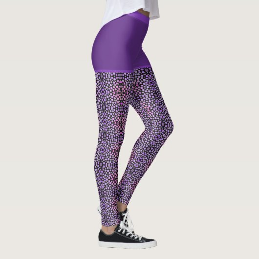 Leggings Cercles en tissu noir rose violet Motif Monogramme (Droite)