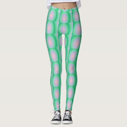 Leggings Cercles gras verts et roses (Devant)