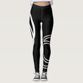 Leggings Cercles intersectés créatifs blancs monochromes (Devant)