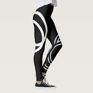 Leggings Cercles intersectés créatifs blancs monochromes
