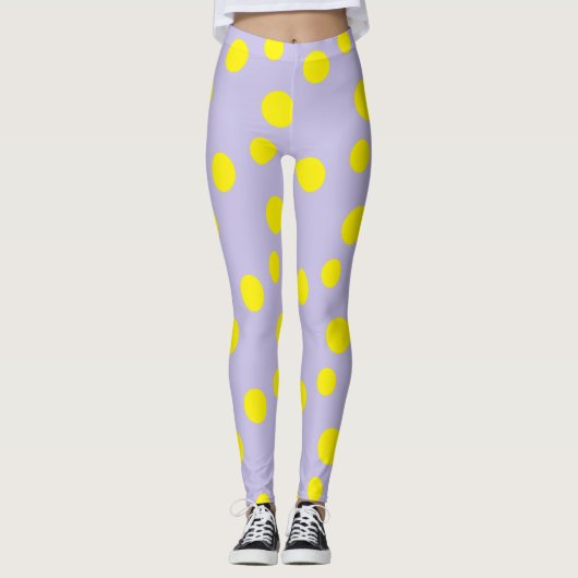 Leggings Cercles jaunes sur motif pourpre (Devant)