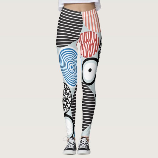 Leggings Cercles multicolores, design motif graphique. (Devant)