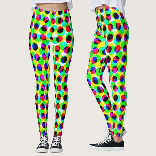 Leggings Cercles Points de couleur néon géométrique abstrai