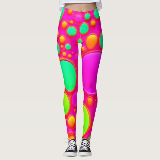 Leggings Cercles roses et verts (Devant)