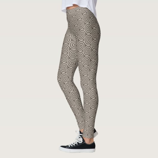 Leggings Cercles spirals abstraits élégants sur fond marron (Gauche)