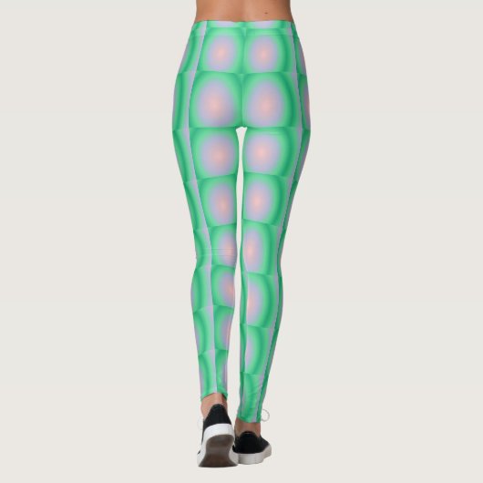 Leggings Cercles vert et rose gras (Dos)