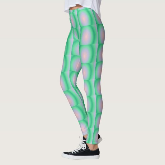 Leggings Cercles vert et rose gras (Gauche)