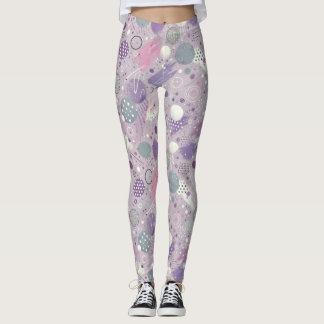 Leggings Cercles violets Abstraits avec accents de bandes d