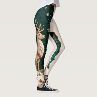 Leggings Cerf de Noël cadre forestier