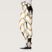 Leggings Cerf noir, motif de texture or. (Gauche)